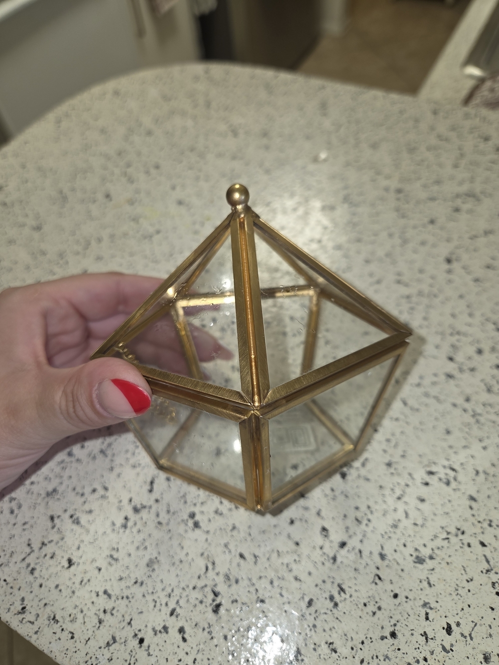 Gold Glass Geometric Terrarium/Jewelry Box